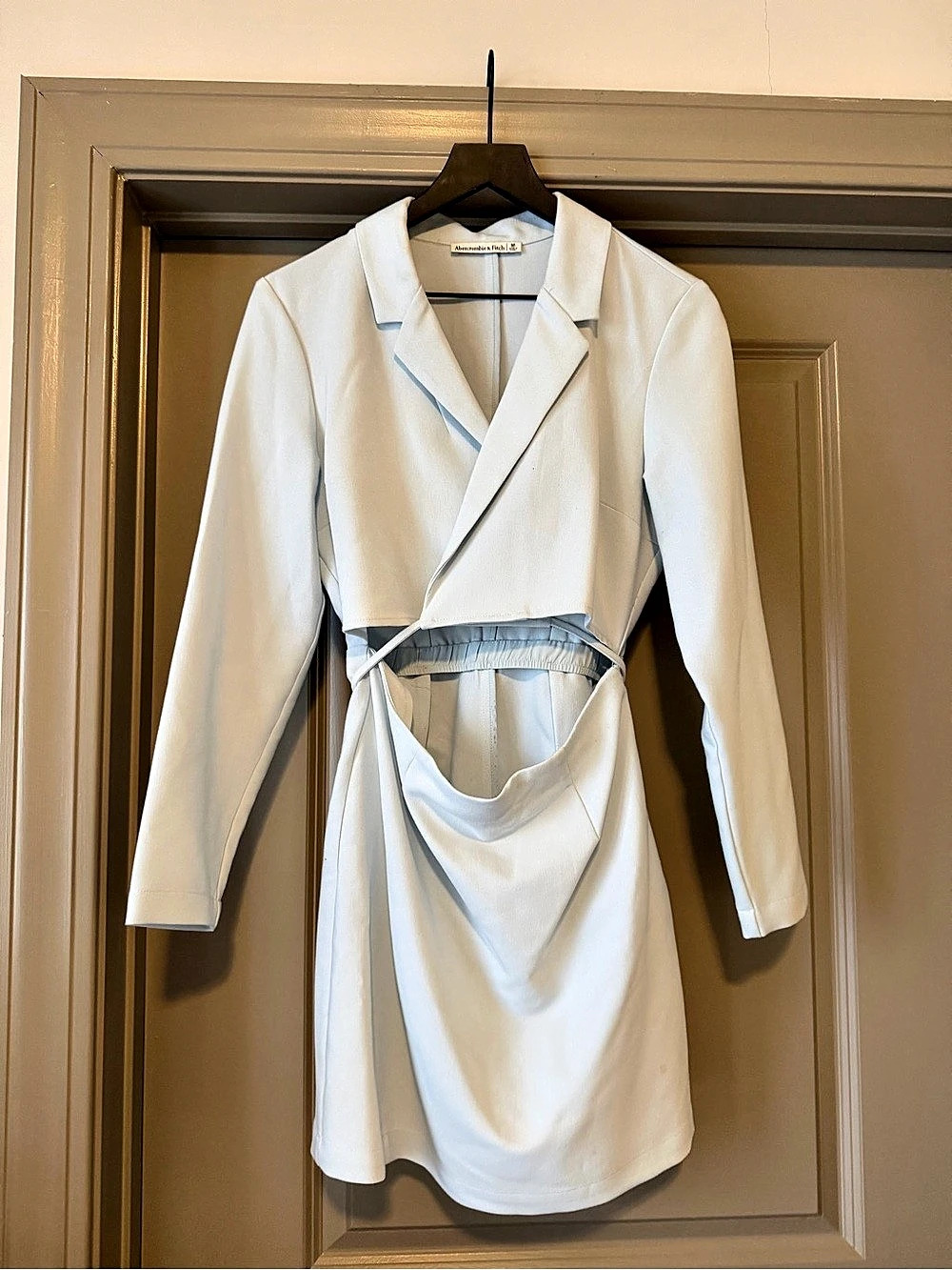 Abercrombie & Fitch Wrap-Front Cutout Blazer Dress White Mini